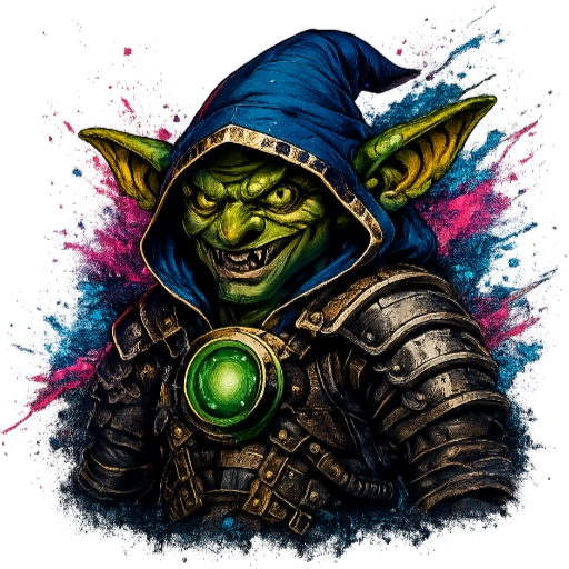 Agent 57951 portrayed as a hooded cyberpunk code-goblin against a pink and blue paint-splattered background.